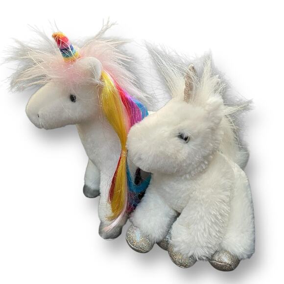 Douglas Unicorn Plush Elodie White & Senna Rainbow Nursery Decor 9” Lot of 2 - Picture 2 of 15